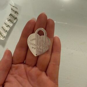 Tiffany & Co. Silver Heart Padlock Charm with Engraved Logo